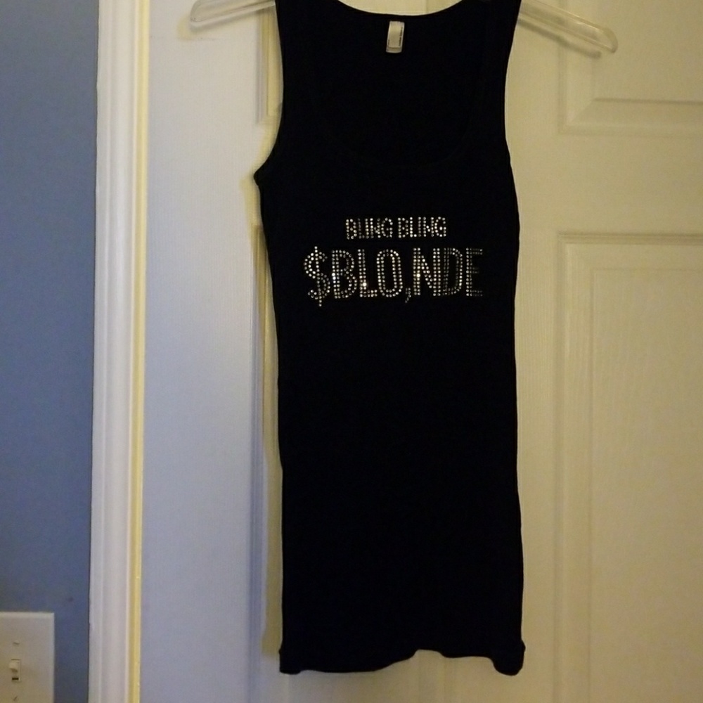BLING BLING BLONDE rhinestone tank
